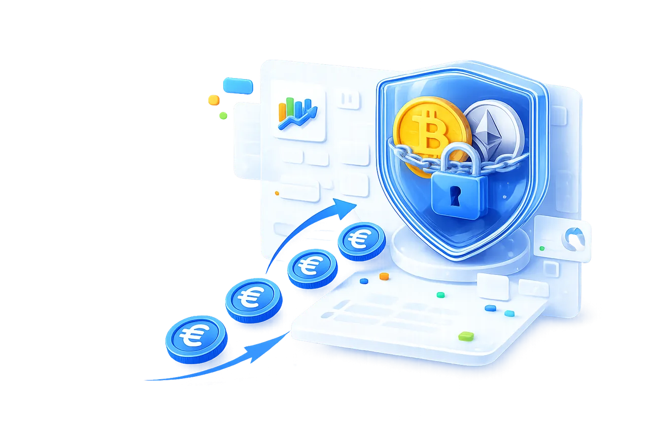Crypto-backed loan illustration with Bitcoin and Ethereum collateral on NexovaleCapital Loan
